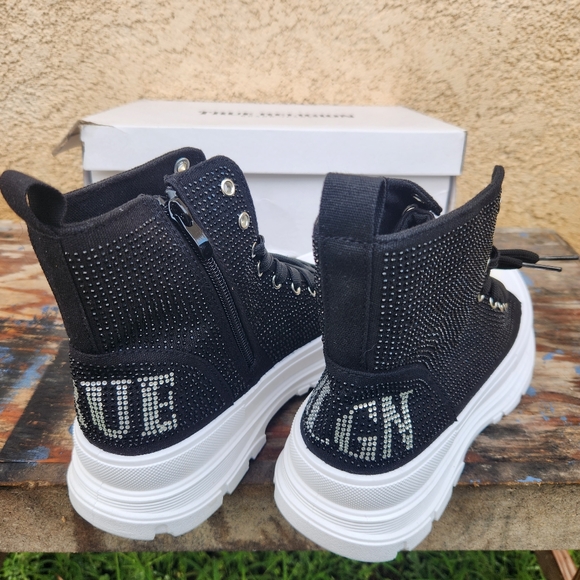 True Religion Women's Jannesa High Top Platform Rhinestone Sneakers - Picture 3 of 6